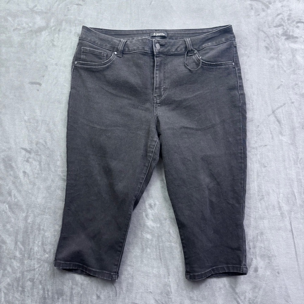 d.jeans Womens Black Denim Capri Pants Cropped Jeans Size 16 RN55356